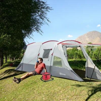 Outsunny Tenda da campeggio 510x240x180cm Gris clair