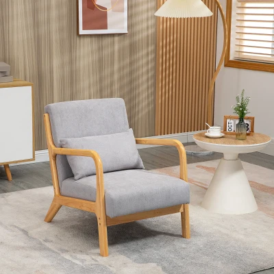 HOMCOM Poltrona da salotto 61x78x76cm Grigio