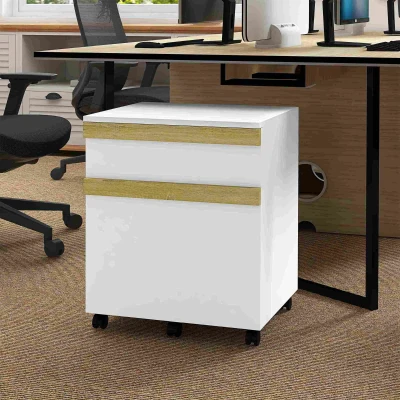 Vinsetto Cajonera de oficina con ruedas y 2 cajones deslizantes organizador de archivos 48x40x59,5 cm Blanco