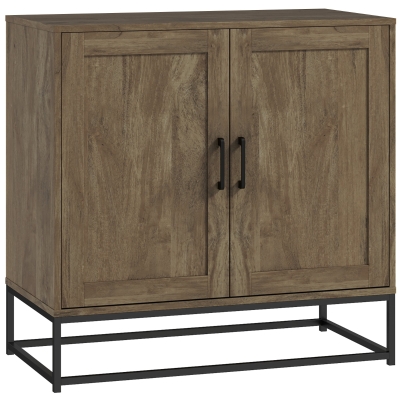 HOMCOM Aparador Mueble de Almacenamiento 2 puertas con estante interior ajustable en altura 80x40x78 cm Madera Natural