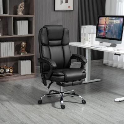 Vinsetto Sedia da ufficio con funzione di massaggio 66cm x 67cm x 126cm Nero