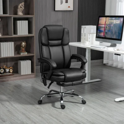 Vinsetto Sedia da ufficio con funzione di massaggio 66cm x 67cm x 126cm Nero