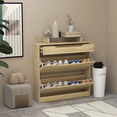 HOMCOM Armadio porta scarpe 89x23x96cm Rovere