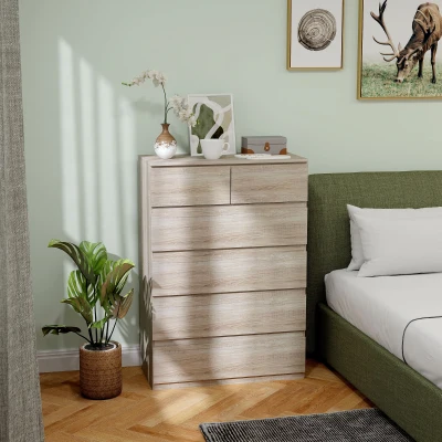 HOMCOM Comò 80x39x115cm Legno naturale