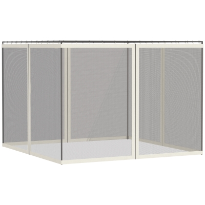 Outsunny Mosquiteras para cenador carpa pabellón de jardín 3x4 m - juego de 4 mosquiteras con Cremallera + ganchos de sujeción