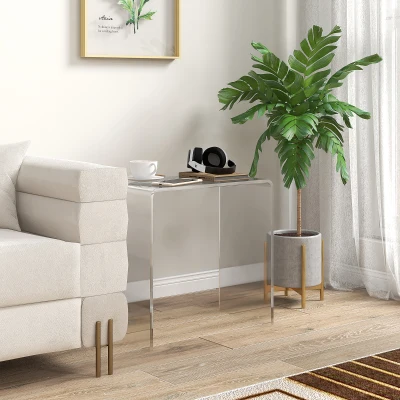 HOMCOM Couchtisch aus Acryl in U-Form mit Glatten Kanten und Abgerundeten Ecken, 53,5x30,5x53,5 cm, Transparent