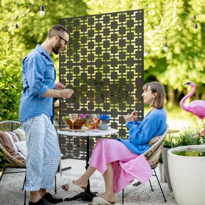 Outsunny Paravento esterno 122x45x198cm Nero