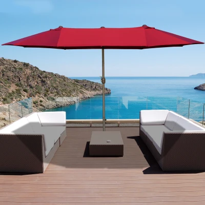 Outsunny ombrellone 460x270x240cm Bordeaux