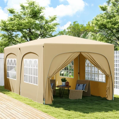 Outsunny Gazebo pieghevole 597x300x270cm Sabbia