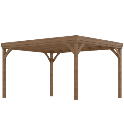 Outsunny Pergola 4 x 3 m traditionell freistehend aus Holz mit 4 Pfosten Terrassendach zum Dekorieren - Braun
