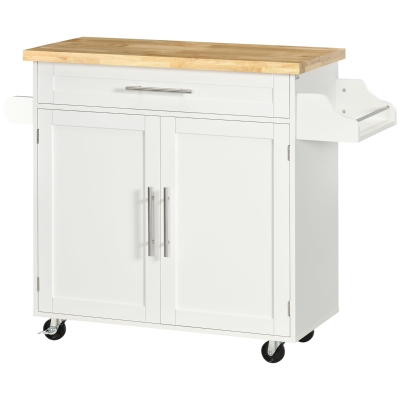 HOMCOM Chariot Cuisine Blanc avec Armoire et Roulettes
