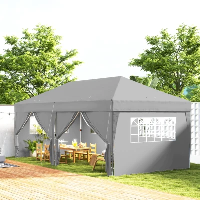 Outsunny Gazebo pieghevole 590x295x285cm Grigio
