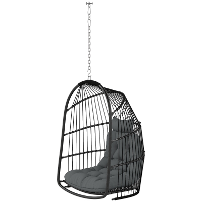 Outsunny Fauteuil Suspendu Rotin Gris Foncé 150kg Pliable