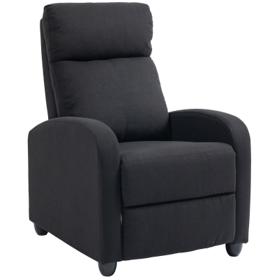 HOMCOM Sillón Reclinable ajustable 135° reposapiés extensible respaldos acolchados Lino-Poliéster Negro