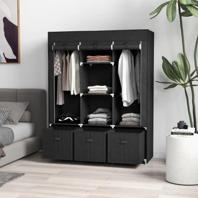 HOMCOM Armadio di stoccaggio in tessuto 125x43x162.5cm Nero