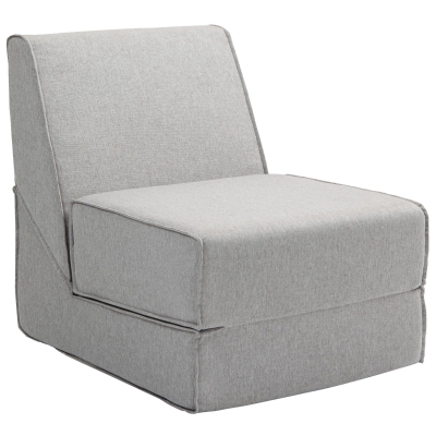 HOMCOM Sillón Moderno de Suelo Convertible en Chaise Longue en Tejido Gris Claro