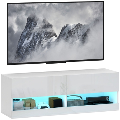 HOMCOM Mobile TV sospeso 120cm x 35cm x 40,5cm Bianco lucido