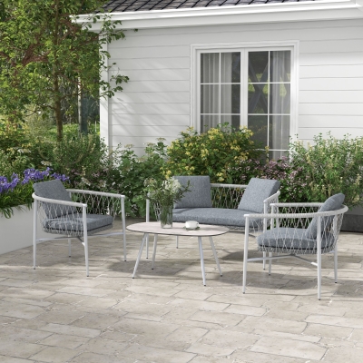 Outsunny Set da giardino in rattan 121cm x 68cm x 67cm Grigio