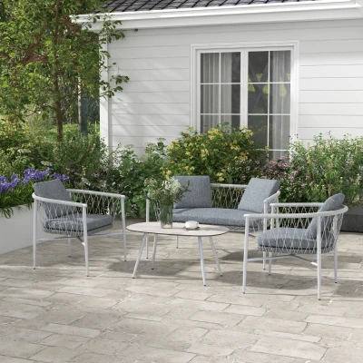 Outsunny Set da giardino in rattan 121cm x 68cm x 67cm Grigio