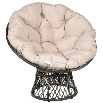 Outsunny Poltrona Papasan 97x87x90 cm Crema