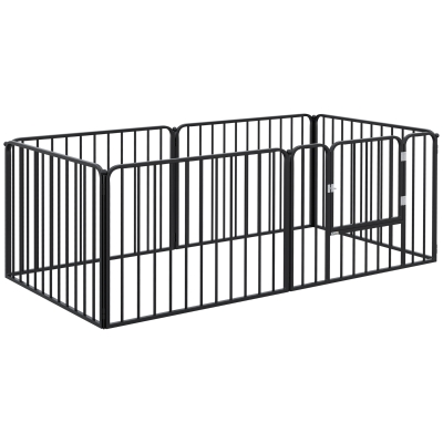 PawHut Hundegitter mit 6 modularen Paneelen für drinnen und draußen, aus Stahl, 164x83x60 cm, Schwarz