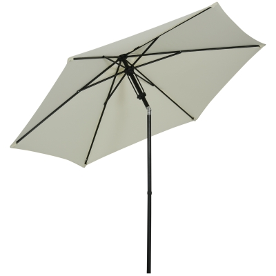 Outsunny Parasol de jardín inclinable a empuje manual con ventilación en metal poliéster alta densidad 180g/m² Gris claro