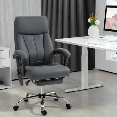 Vinsetto Silla de Oficina con Función de Masaje y Calefacción Reposapiés hasta 120 kg Gris Oscuro