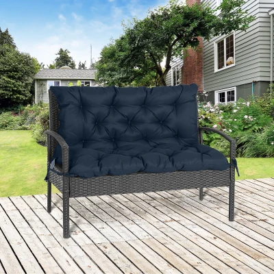 Outsunny Bankkissen Sitz und Rückenpolster für Gartenbank Schaukel Sofa 2-Sitzer 100 x 98 x 8 cm Dunkelblau