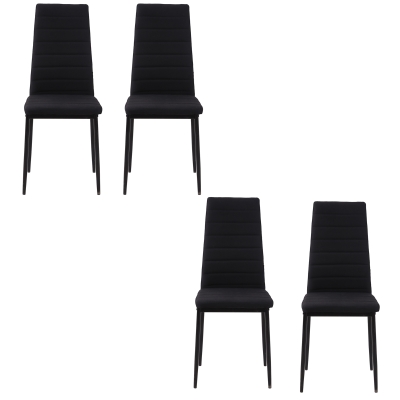 HOMCOM Set 4 Stühle Gepolstert für Wohnzimmer oder Esszimmer, Moderne Küchenstühle, aus Metall und Schwarzem Stoff