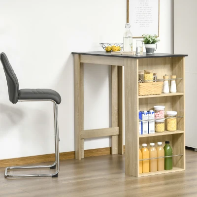 HOMCOM Tavolo da bar 112x57x106cm Legno naturale
