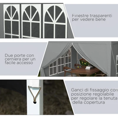 Outsunny Cenador para Exteriores 3x3 m Plegable con 4 Paneles Laterales, en Acero y Tela Oxford Gris Claro(m-3)