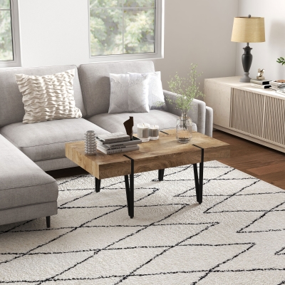HOMCOM Tavolino 105x60x42cm Legno naturale