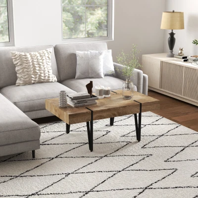 HOMCOM Tavolino 105x60x42cm Legno naturale