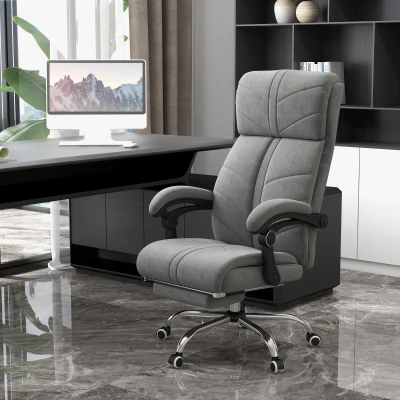 Vinsetto Silla silla de oficina con masaje y calefacción inclinable con reposapiés integrado 5 ruedas Gris
