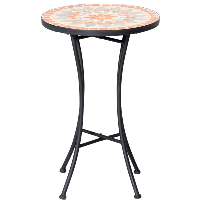 Outsunny Table Ronde Ø35,5cm Mosaïque Métal Intérieur/Extérieur