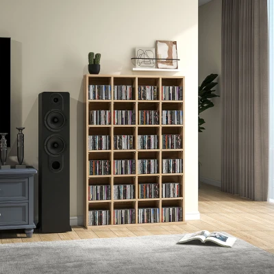 HOMCOM Mobili porta CD e DVD 89x20x130.5cm Legno naturale