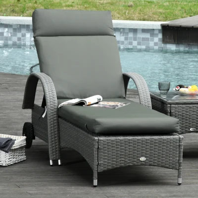 Outsunny Set di 2 Materassi per Chaise 196x55x8cm Grigio