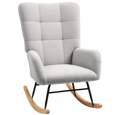 HOMCOM Poltrona dondolo 70cm x 94cm x 100cm Grigio Chiaro