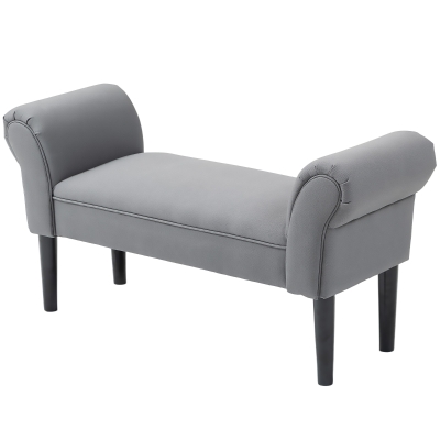 HOMCOM Banc de Lit Robuste 102x36x51 cm Rembourrage Gris