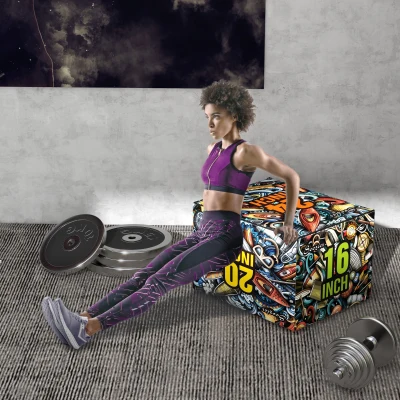 SPORTNOW Plyo Box3 Alturas Jumping Box Antideslizante para Casa y Gimnasio, 61x51x41 cm, Multicolor