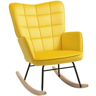 HOMCOM Poltrona a Dondolo 71x98x101cm Giallo