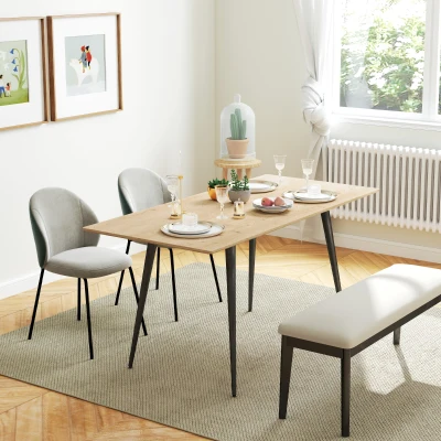 HOMCOM Tavolo da pranzo 160cm x 75cm x 77cm Legno naturale