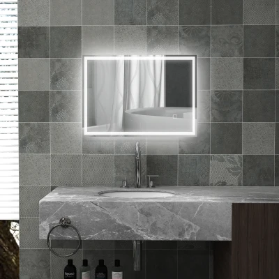 HOMCOM Specchio per bagno 50cm x 70cm x 4cm Argento