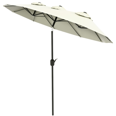 Outsunny Parasol Double Inclinable Beige 285x147x227cm