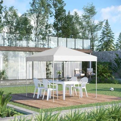 Outsunny Gazebo Pliant 2,5x2,5m Imperméable Acier Tissu Blanc