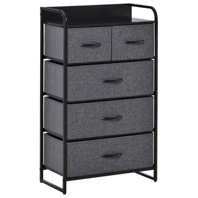 HOMCOM Cassettiera in tessuto 58x29x99cm Gris