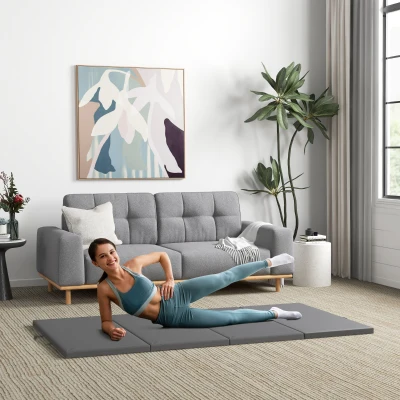 HOMCOM Tappetino da ginnastica 240x120x5cm Gris