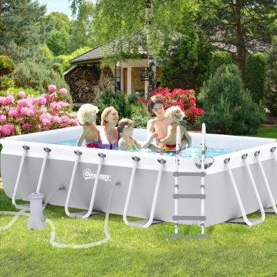 Outsunny Piscina fuori terra tubolare 425x230x101cm Grigio