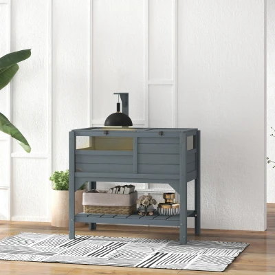 PawHut Casa recinto para tortugas elevado con estante de almacenamiento en madera de pino - 103x84x51 cm
