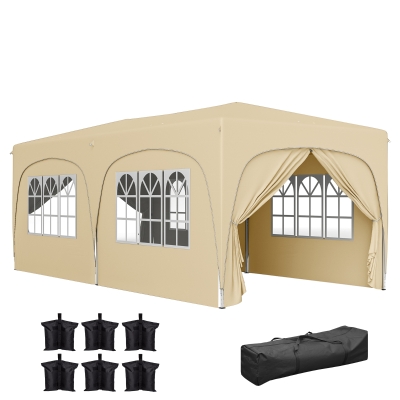 Outsunny Gazebo pieghevole 597x300x270cm Sabbia